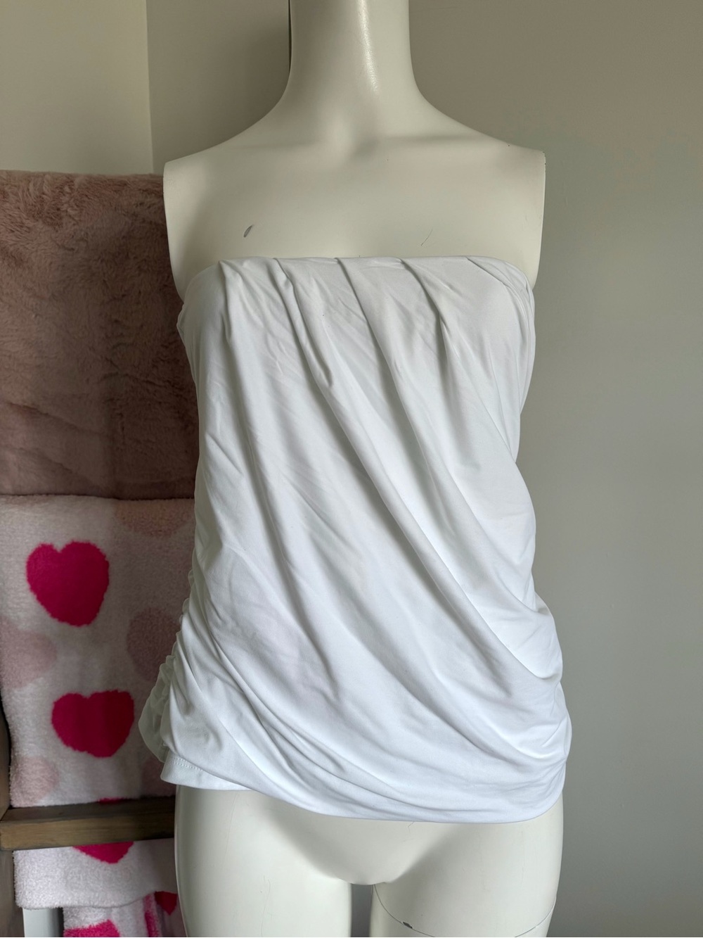 Abercrombie & Fitch Ruched Tube Top | White | Size Large